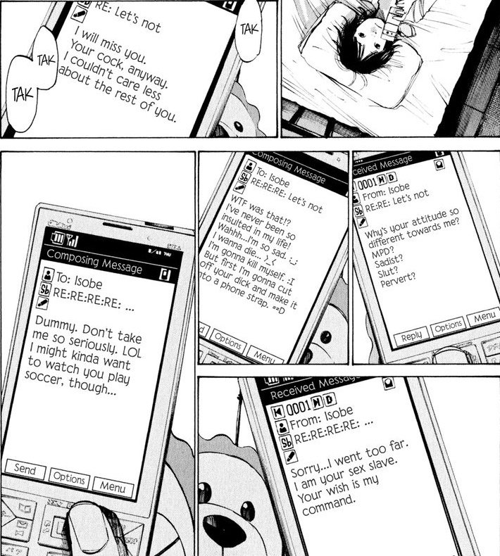 cute anime girl texts her bf