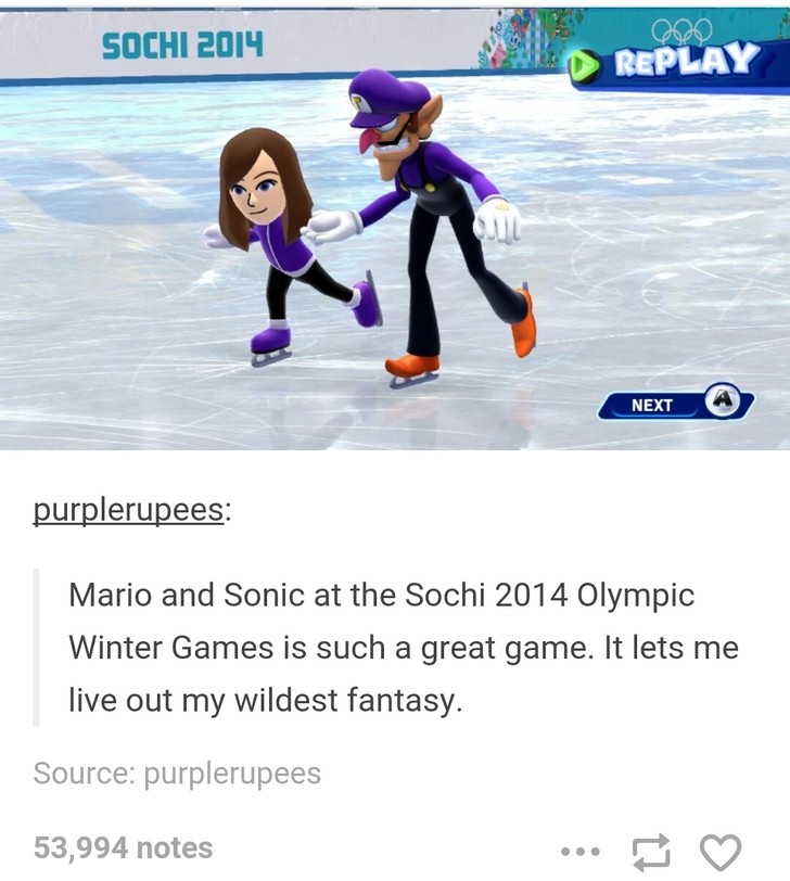 Mario and Sonic at the Winter Olympics.