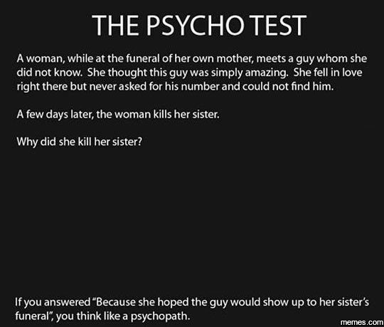 sociopath proper test Test The Psycho